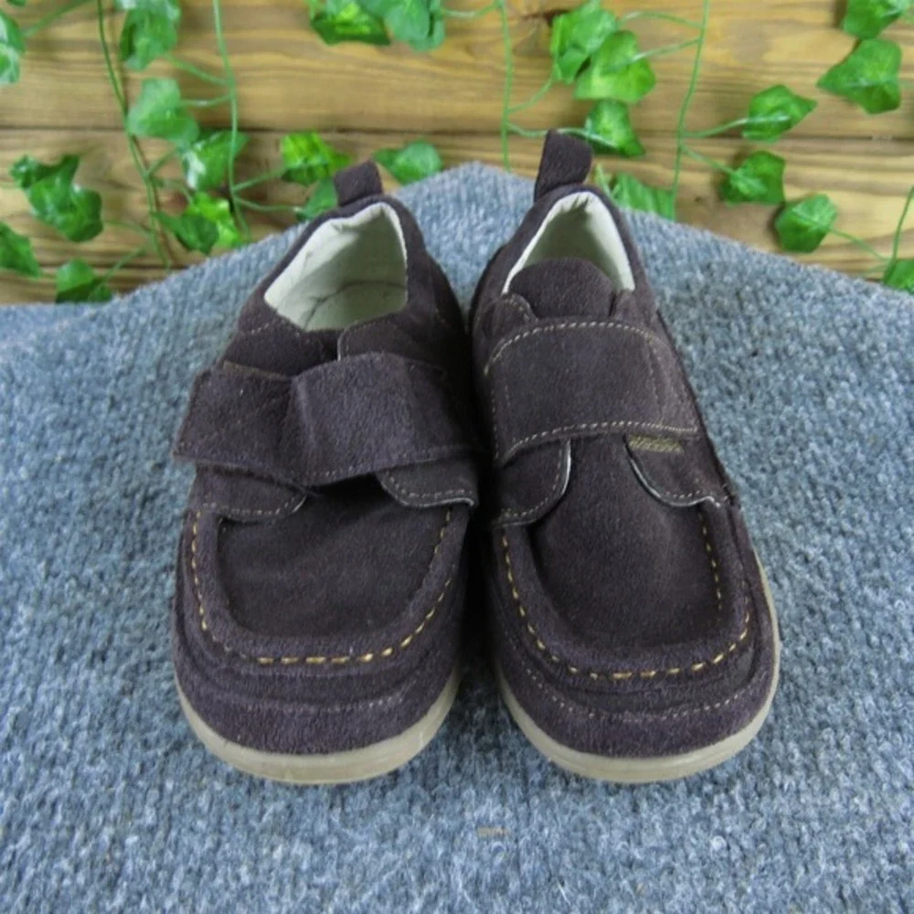 Kai Boys Sneaker  Sz T‎ 11.5 Medium Brown Leather Hook & Loop